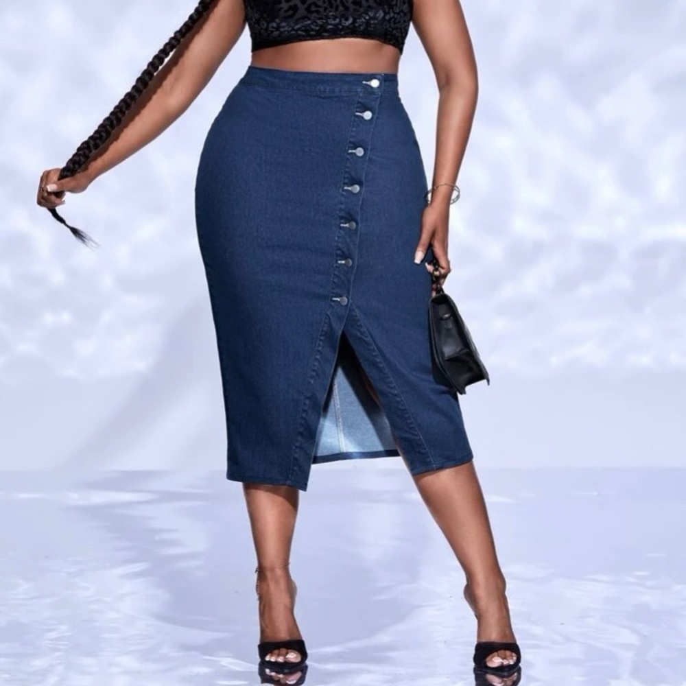 Denim Midi skirt 3X - SHEIN SXY